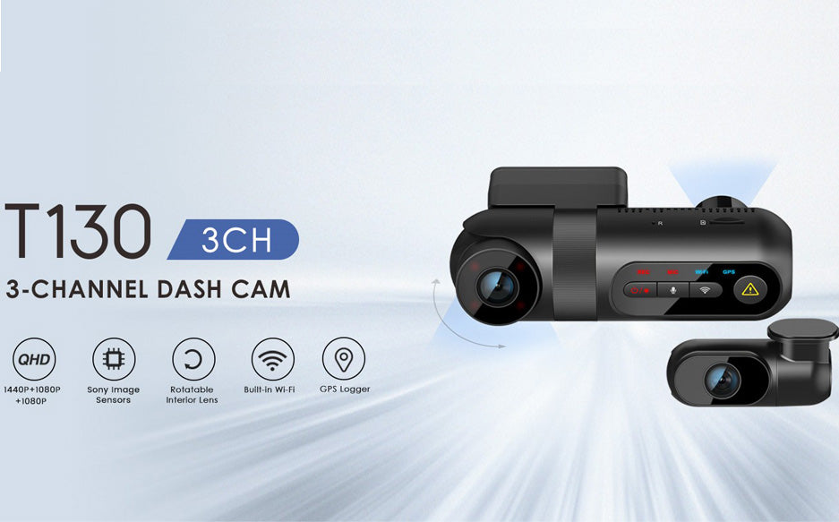VIOFO T130 3 Channel Dash Cam Uber, WiFi and GPS, 1440P+1080P+